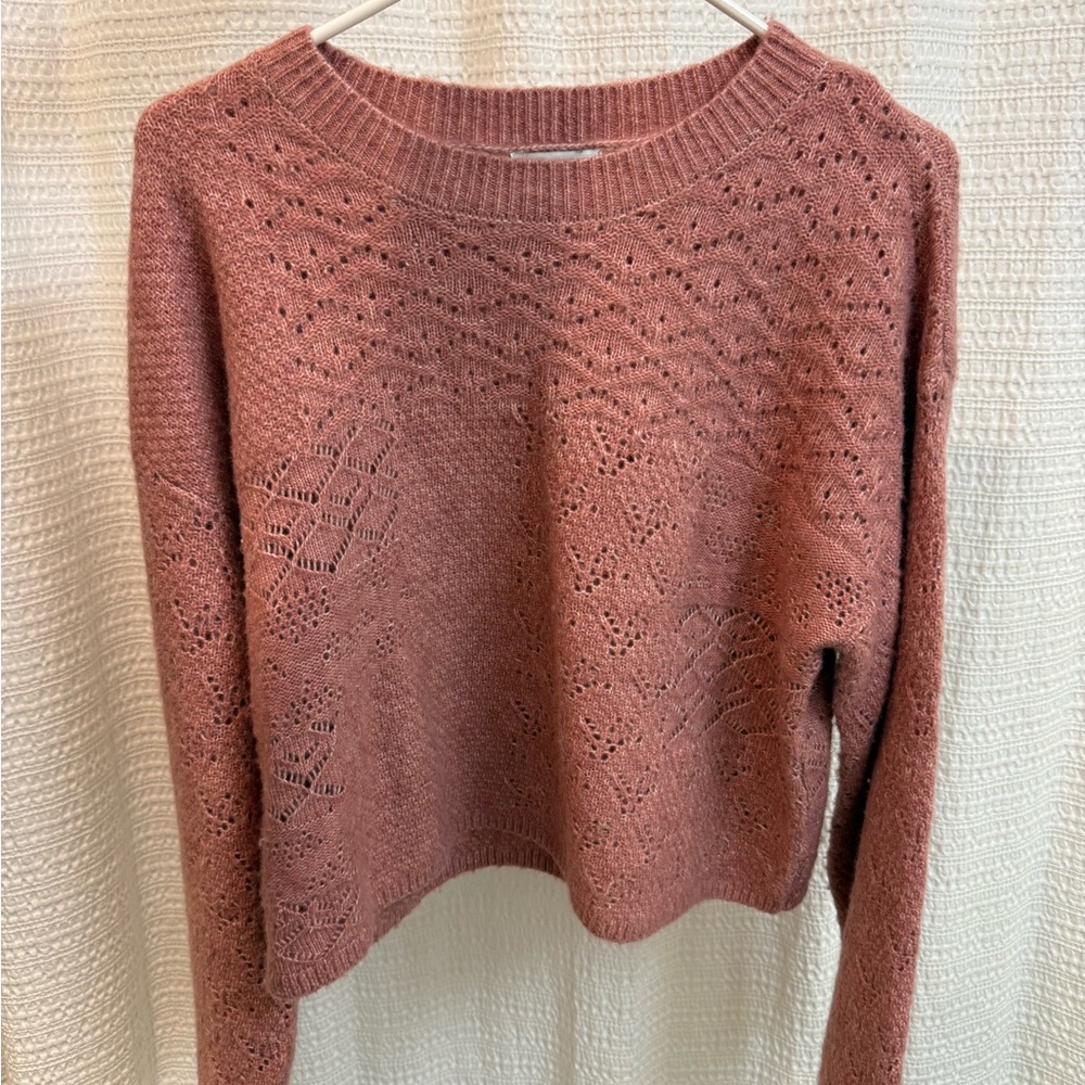 Pink boho crochet sweater
